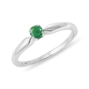 Stříbrný prsten se smaragdem KLENOTA