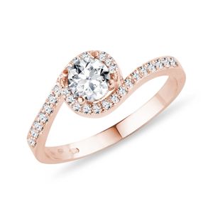 Diamantový prsten vlna z růžového zlata KLENOTA