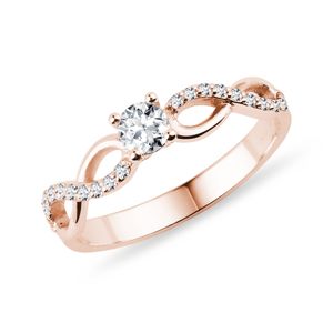 Diamantový prstýnek nekonečno z růžového zlata KLENOTA
