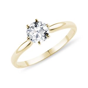 Luxusní zásnubní prsten ze zlata s 0,9ct briliantem KLENOTA