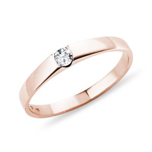 Prsten s diamantem v růžovém 14k zlatě KLENOTA