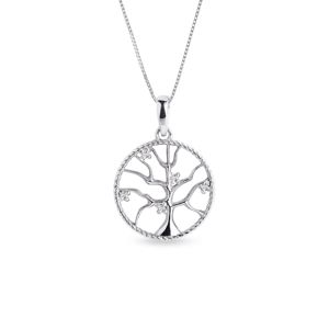 Diamantový náhrdelník ve tvaru stromu ze stříbra KLENOTA