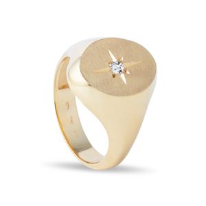 Zlatý pečetní prsten s diamantem KLENOTA