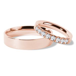 Snubní prsteny z růžového zlata s brilianty KLENOTA