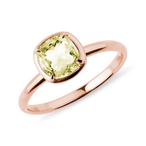 Prsten z růžového zlata s lemon quartzem KLENOTA