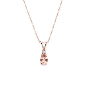 Morganitový náhrdelník z růžového zlata s briliantem KLENOTA