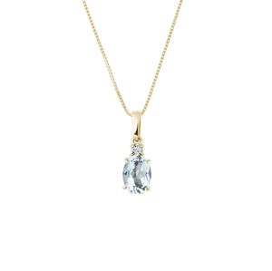 Zlatý náhrdelník s akvamarínem a diamantem KLENOTA