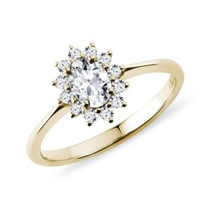 Luxusní prsten s diamanty ve žlutém zlatě KLENOTA