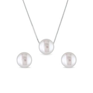 Souprava perlových náušnic a náhrdelníku KLENOTA