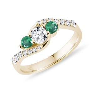 Diamantový prsten se smaragdy ve zlatě KLENOTA