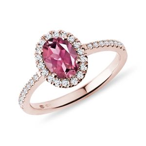 Prsten s turmalínem a brilianty v růžovém zlatě KLENOTA