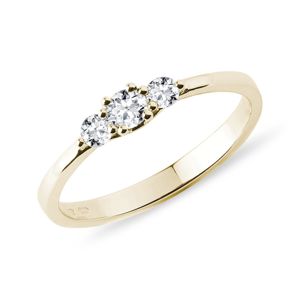 Zlatý diamantový prsten triáda KLENOTA