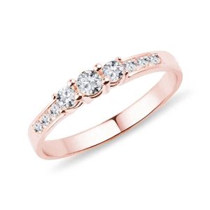 Diamantový prsten triáda z růžového zlata KLENOTA