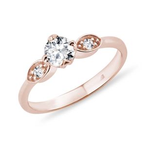 Diamantový prsten z růžového zlata KLENOTA