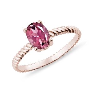 Prsten s turmalínem v růžovém zlatě KLENOTA