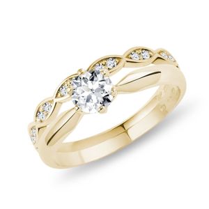 Elegantní snubní a zásnubní prsten ve zlatě KLENOTA