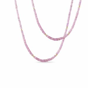 Náhrdelník z růžových safírů, perel a žlutého zlata KLENOTA