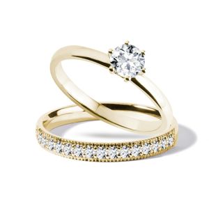 Set zásnubního a snubního prstenu ve 14k zlatě KLENOTA