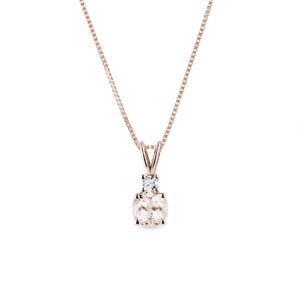 Morganitový náhrdelník z růžového zlata s diamantem KLENOTA