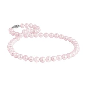 Růžový perlový náhrdelník se zapínáním z bílého zlata KLENOTA