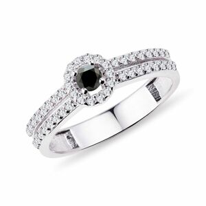Diamantový prsten z bílého zlata s černým diamantem KLENOTA