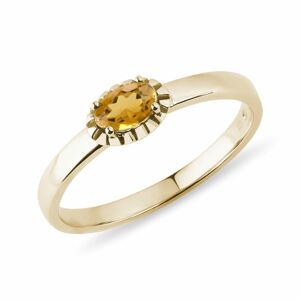 Prsten s oválným citrínem ve žlutém zlatě KLENOTA