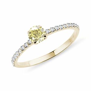 Zásnubní prsten ze žlutého zlata se žlutým diamantem KLENOTA