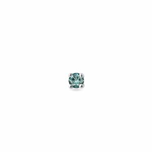 Jedna drobná náušnice z bílého zlata s modrým diamantem KLENOTA