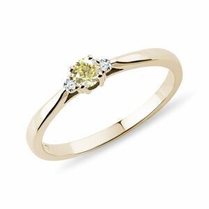 Zásnubní prsten ze žlutého 14k zlata s diamanty KLENOTA