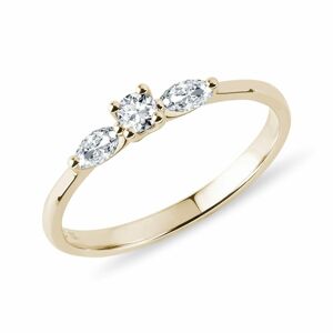Diamantový prsten s markýzami ve žlutém zlatě KLENOTA