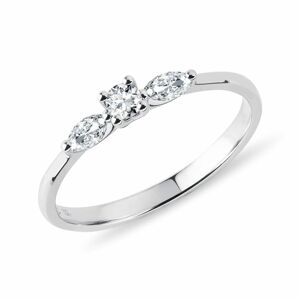 Diamantový prsten s markýzami v bílém zlatě KLENOTA