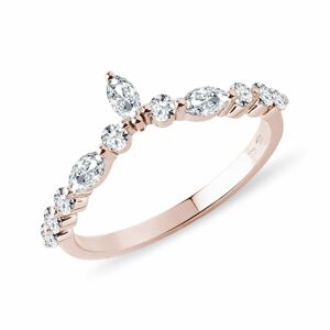 Diamantový prstýnek z růžového 14k zlata KLENOTA