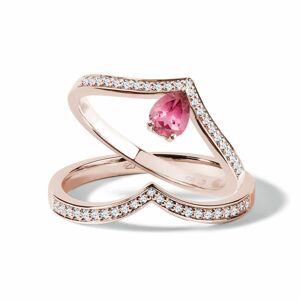 Set prstenů z růžového zlata s turmalínem a diamanty KLENOTA