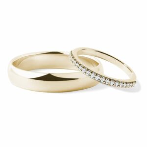 Sada snubních prstenů s diamanty ve žlutém 14k zlatě KLENOTA