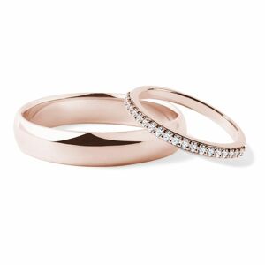 Sada snubních prstenů s diamanty v růžovém zlatě KLENOTA