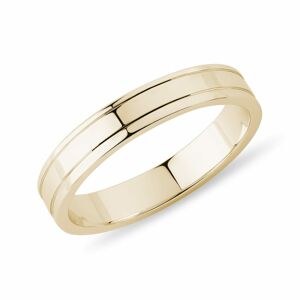 Pánský snubní prsten s rytinami ve žlutém zlatě KLENOTA