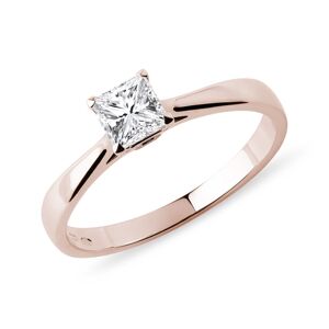 Prsten z růžového zlata s diamantem v brusu princess KLENOTA