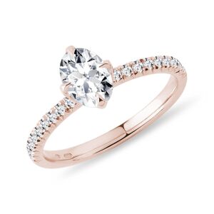 Prsten z růžového zlata s diamantem oval cut KLENOTA
