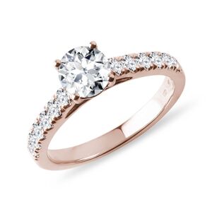 Luxusní zásnubní diamantový prsten ze 14k růžového zlata KLENOTA