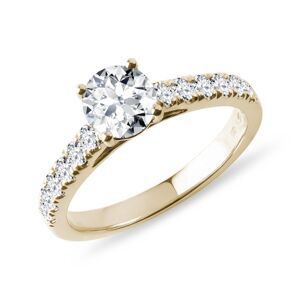 Luxusní zásnubní diamantový prsten ze 14k žlutého zlata KLENOTA