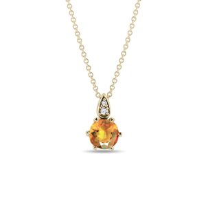 Zlatý náhrdelník s citrínem madeira a diamanty KLENOTA
