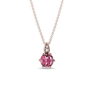 Náhrdelník s turmalínem a diamanty v růžovém zlatě KLENOTA