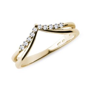 Dvojitý Chevron prsten s diamanty ve žlutém zlatě KLENOTA