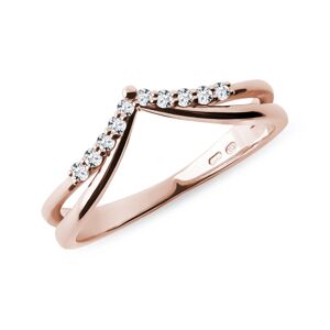 Dvojitý Chevron prsten s diamanty v růžovém zlatě KLENOTA