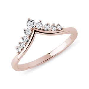 Diamantový Chevron prsten v růžovém zlatě KLENOTA