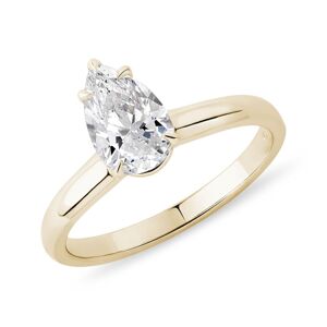 Zlatý prsten s 1,0ct lab grown diamantem kapka KLENOTA
