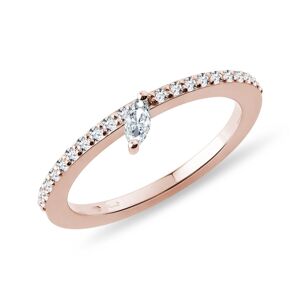 Zásnubní prsten s diamantem markýza v růžovém zlatě KLENOTA