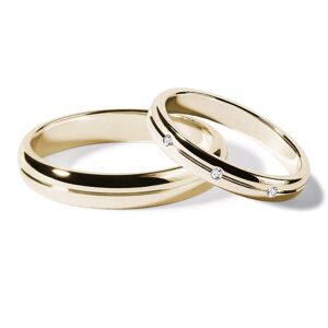 Sada snubních drážkovým prstenů s diamanty ve žlutém zlatě KLENOTA