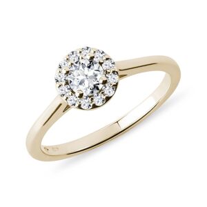 Diamantový halo prsten ve žlutém zlatě KLENOTA