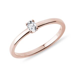 Prsten z růžového zlata s diamantem v brusu ovál KLENOTA
